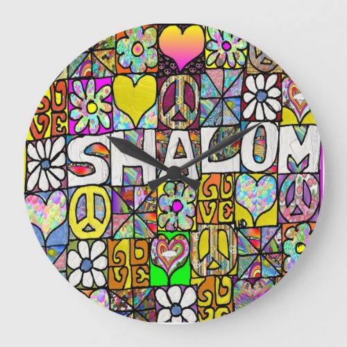 Retro 60s Psychedelic Shalom LOVE Clock