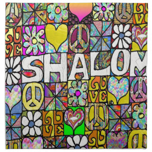 Retro 60s Psychedelic Shalom LOVE Cloth Napkin