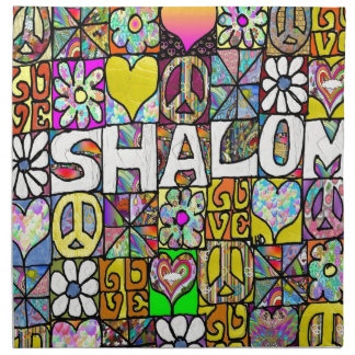 Retro 60s Psychedelic Shalom LOVE Cloth Napkin
