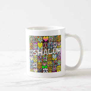 Retro 60s Psychedelic Shalom LOVE Coffee Mug