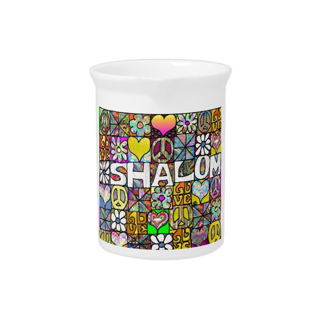 Retro 60s Psychedelic Shalom LOVE Drink Pitcher (Front)