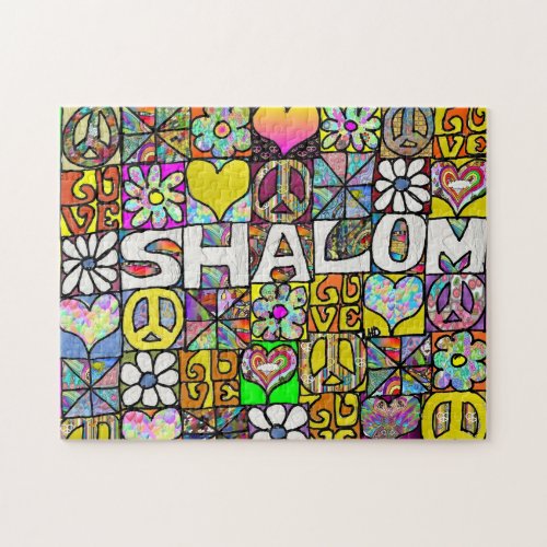 Retro 60s Psychedelic Shalom LOVE Jigsaw Puzzle