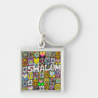 Retro 60s Psychedelic Shalom LOVE Keychain