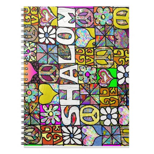 Retro 60s Psychedelic Shalom LOVE Notebook