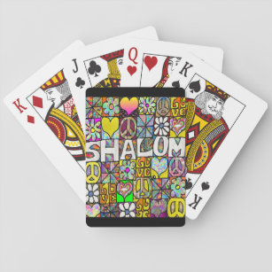 Retro 60s Psychedelic Shalom LOVE Playing Cards