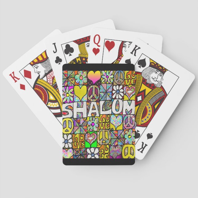 Retro 60s Psychedelic Shalom LOVE Poker Cards (Back)