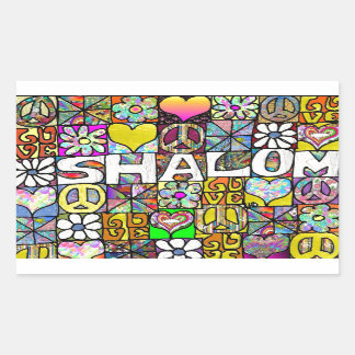 Retro 60s Psychedelic Shalom LOVE Rectangular Sticker