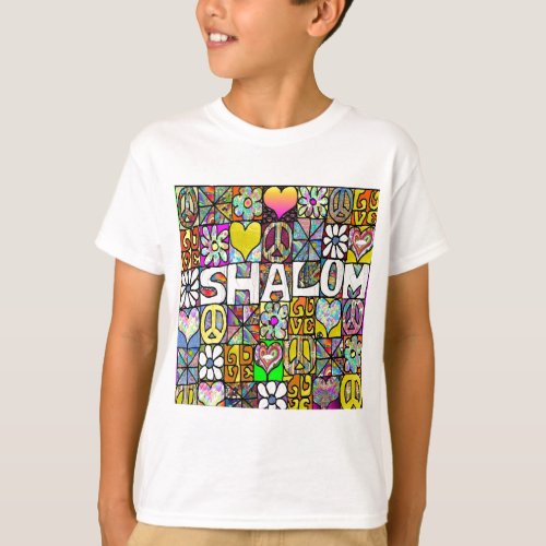 Retro 60s Psychedelic Shalom LOVE T_Shirt