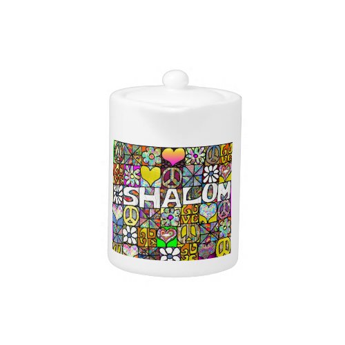 Retro 60s Psychedelic Shalom LOVE Teapot