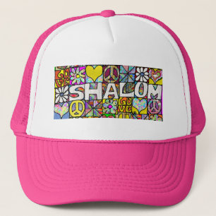 Retro 60s Psychedelic Shalom LOVE Trucker Hat