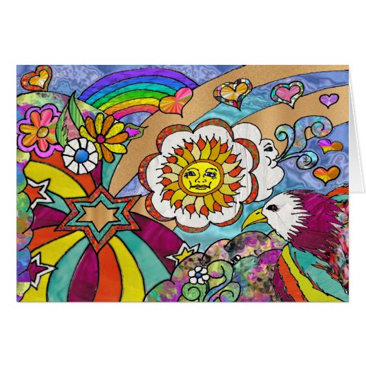 Retro 60s Psychedelic Sunshine Eagle Apparel Gifts (Front Horizontal)
