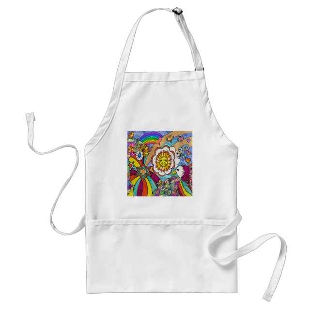 Retro 60s Psychedelic Sunshine Eagle Apparel Gifts Adult Apron (Front)