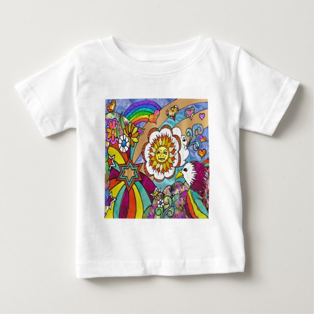 Retro 60s Psychedelic Sunshine Eagle Apparel Gifts Baby T-Shirt (Front)