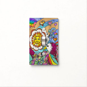 Retro 60s Psychedelic Sunshine Eagle Light Switch Cover