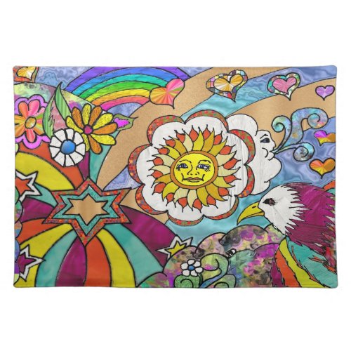 Retro 60s Psychedelic Sunshine Eagle Placemat