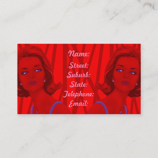 Customizable Retro 60s Red Hairdressers Business Card