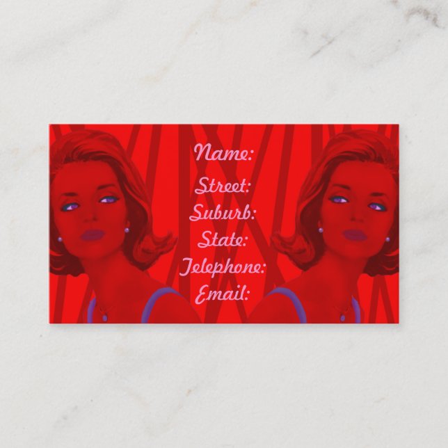 Retro 60s Red Hairdressers Business Card (Front)