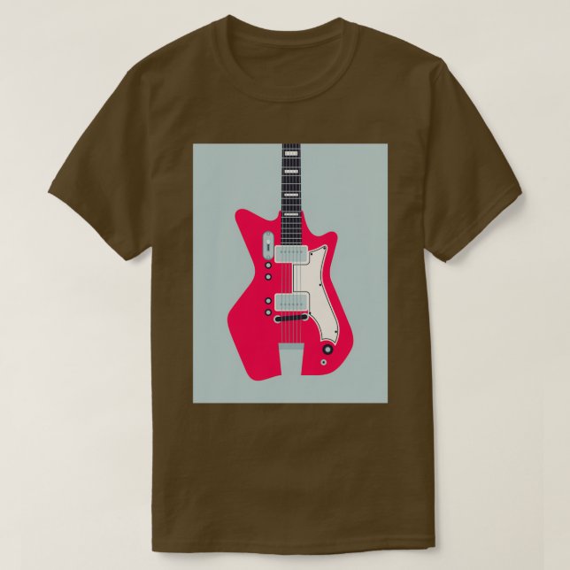 Retro 60s Surf Rock Electric Guitar Grey T-Shirt (Design Front)