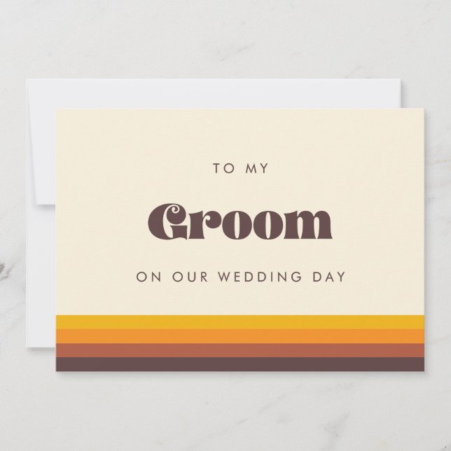 Retro 60s To my Groom on our wedding day card (Front)