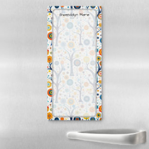 Retro 60s Vibe Mod Flowers Personalized  Magnetic Notepad