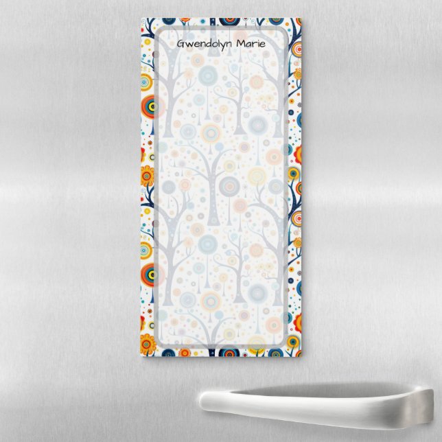 Retro 60s Vibe Mod Flowers Personalized  Magnetic Notepad (In Situ)