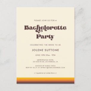 Retro 60s vintage Bachelorette Party invitation Postcard