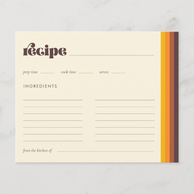 Retro 60s Vintage Bridal Shower Recipe Card (Front)