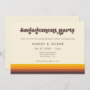Retro 60s vintage colors engagement party invitation