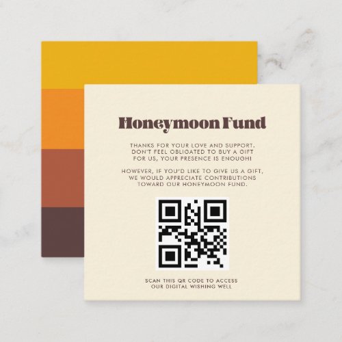 Retro 60s vintage colors Honeymoon fund QR code Enclosure Card