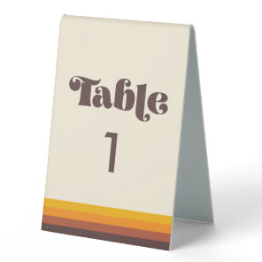 Retro 60s vintage colors number table tent