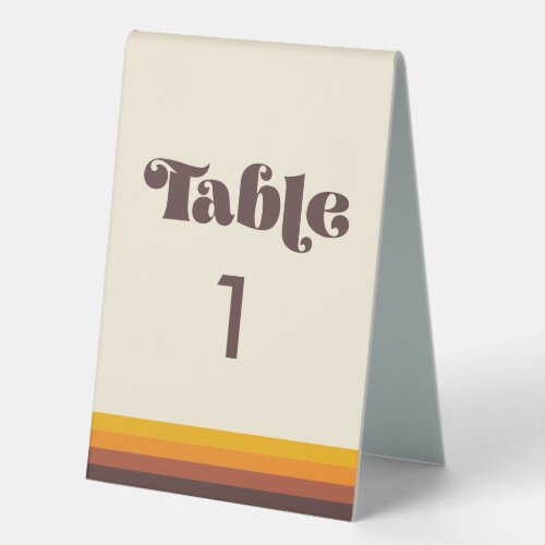 Retro 60s vintage colors number table tent sign