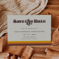 Retro 60s vintage colors Save the date invitation