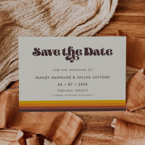 Retro 60s vintage colors Save the date invitation