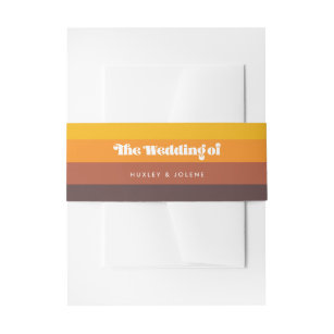 Retro 60s vintage colors wedding invitation belly band