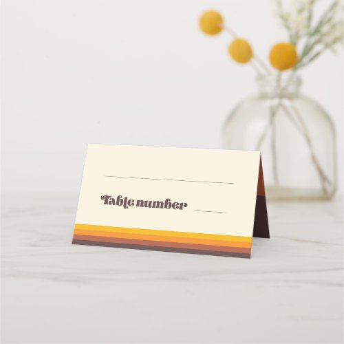 Retro 60s vintage colors wedding place card