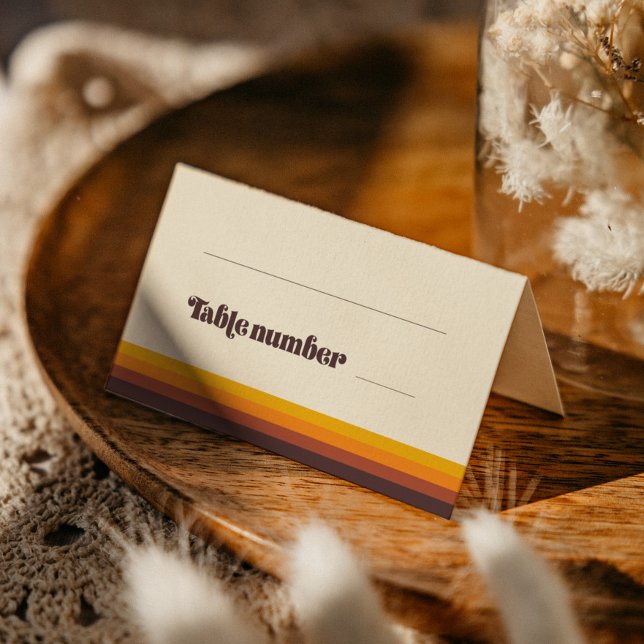 Retro 60s vintage colors wedding place card (Creator Uploaded)