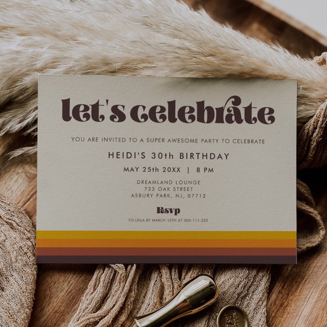 Retro 60s Vintage Let's celebrate Birthday Invitation (Creator Uploaded)