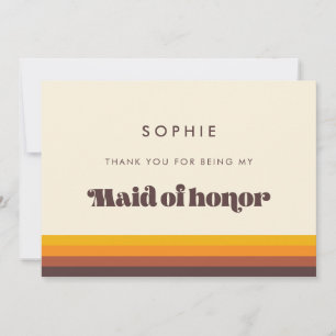 Retro 60s Vintage Maid of Honor Thank You Card