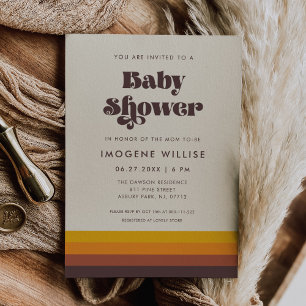 Retro 60s Vintage Mid Century Baby Shower Invitation