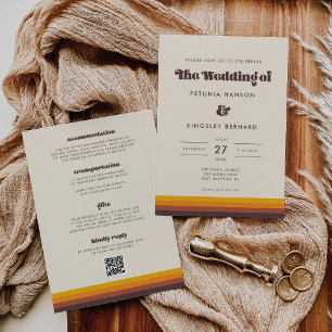 Retro 60s Vintage Mid Century Detailed Wedding Invitation