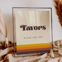 Retro 60s Vintage Mid Century Wedding Favors sign