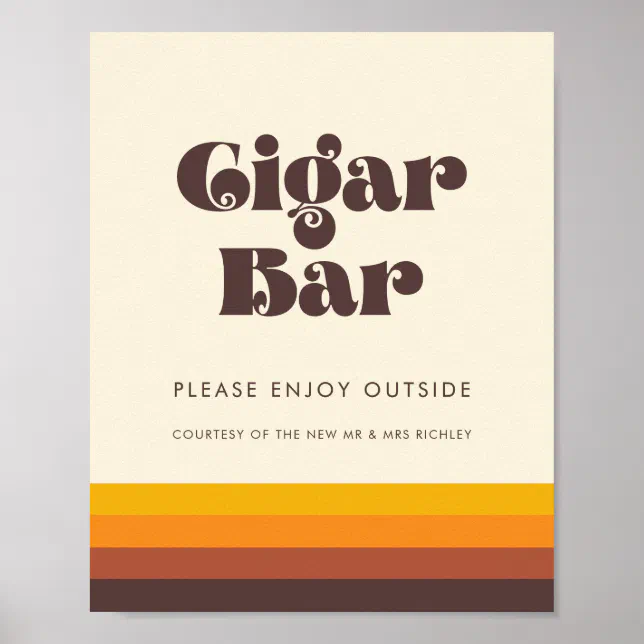 Retro 60s Vintage Wedding Cigar Bar sign | Zazzle