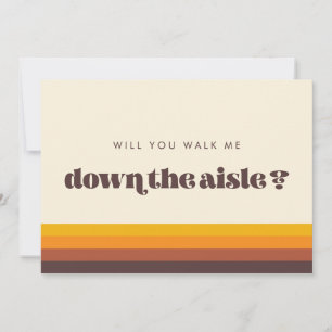 Retro 60s Will you walk me down the aisle proposal Invitation