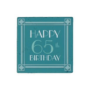 Retro 65th Birthday Stone Magnet Transparent frame