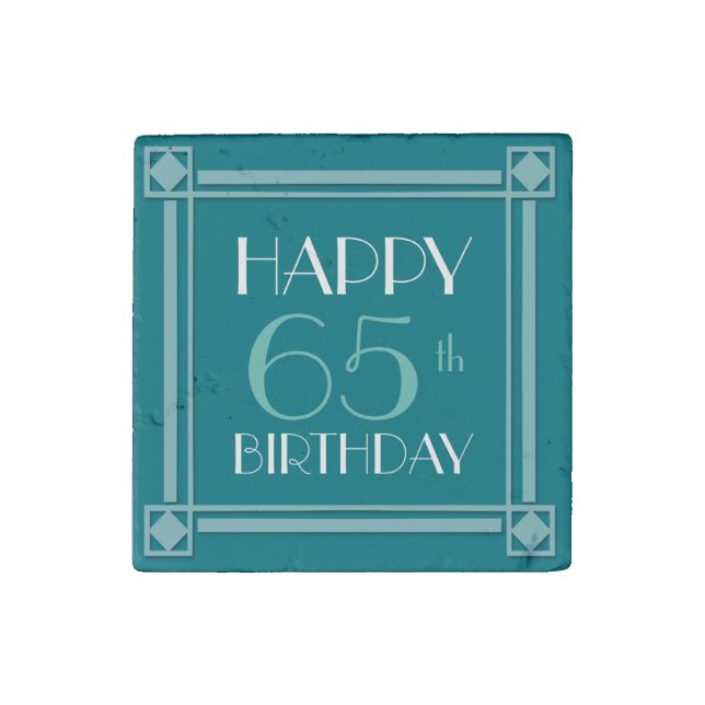 Retro 65th Birthday Stone Magnet Transparent frame (Front)