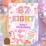 Retro 67 Aesthetic Girl 8th Birthday Patch Party Invitation<br><div class="desc">Retro 67 Aesthetic Girl 8th Birthday Patch Party Invitation,  She's Not 67 She's Eight Birthday Invite,  Editable Kids Birthday</div>