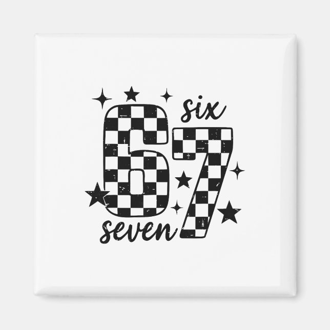 Retro 67 Checkered Six Seven Meme Funny Teacher St Magnet (Front)