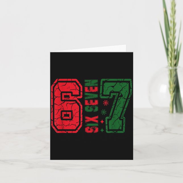 Retro 67 Funny Six Seven Meme 6 7 Number Christmas Card (Front)
