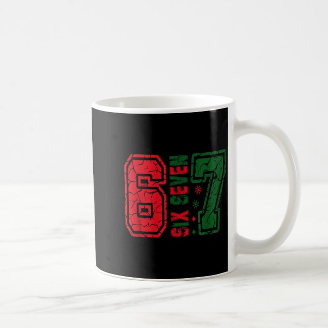 Retro 67 Funny Six Seven Meme 6 7 Number Christmas Coffee Mug (Right)