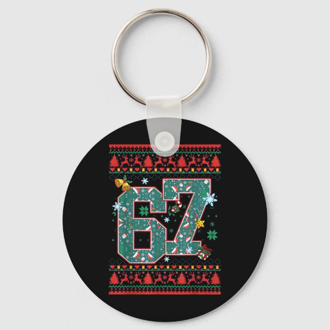 Retro 67 Six Seven Christmas Shirt Meme  Keychain (Front)